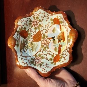 Vintage Signed Kutani Japanese Hand-Painted Bowl